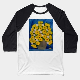 Yellow and white daisy's flowers in a light gold vase Baseball T-Shirt